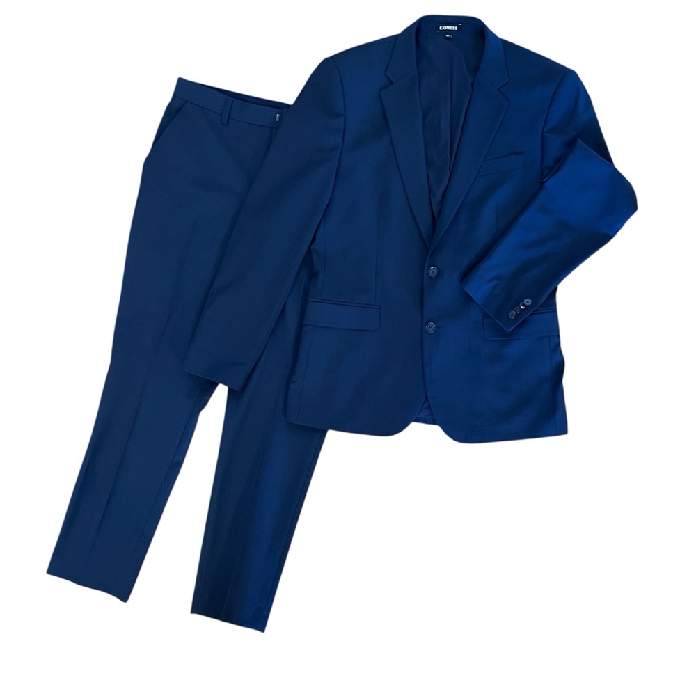 Express Extra Slim Navy Blue Men’s Suit, EUC